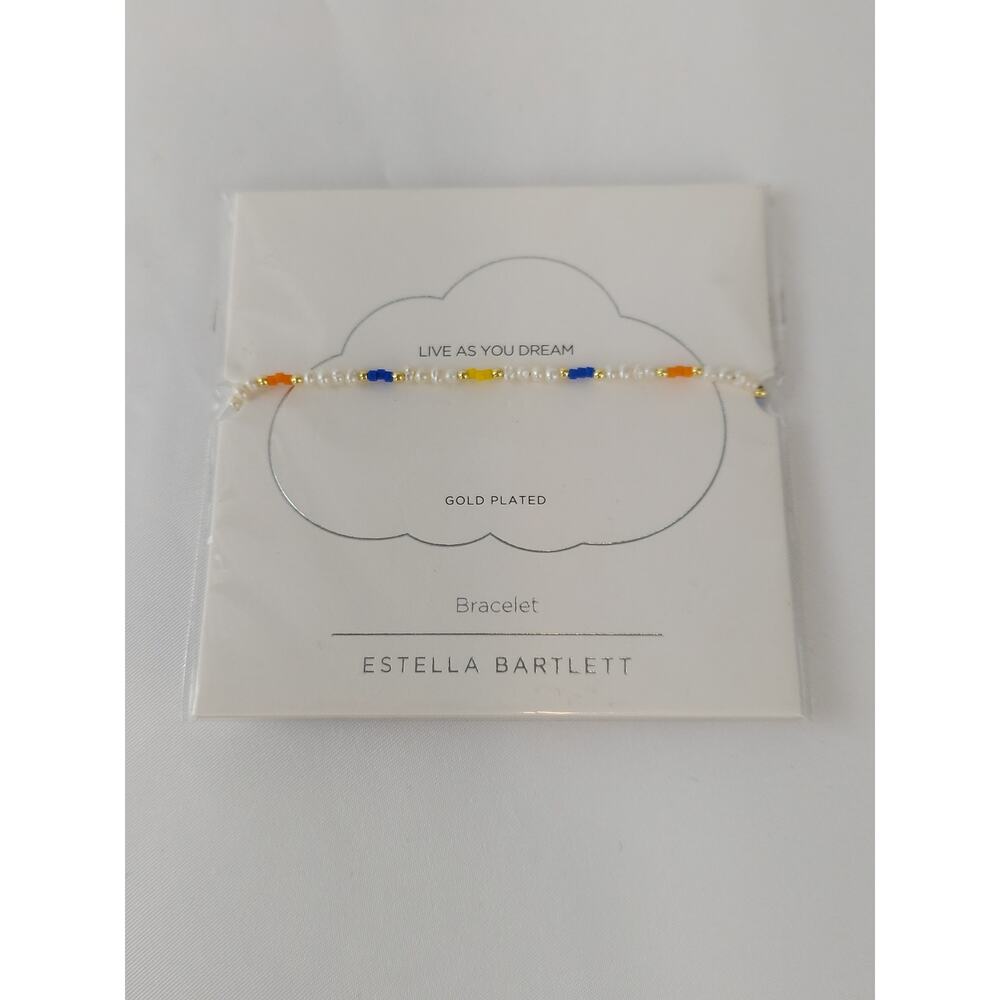 Estella Bartlett Gold Plated Pearl & Color Pop Beaded Slider Bracelet